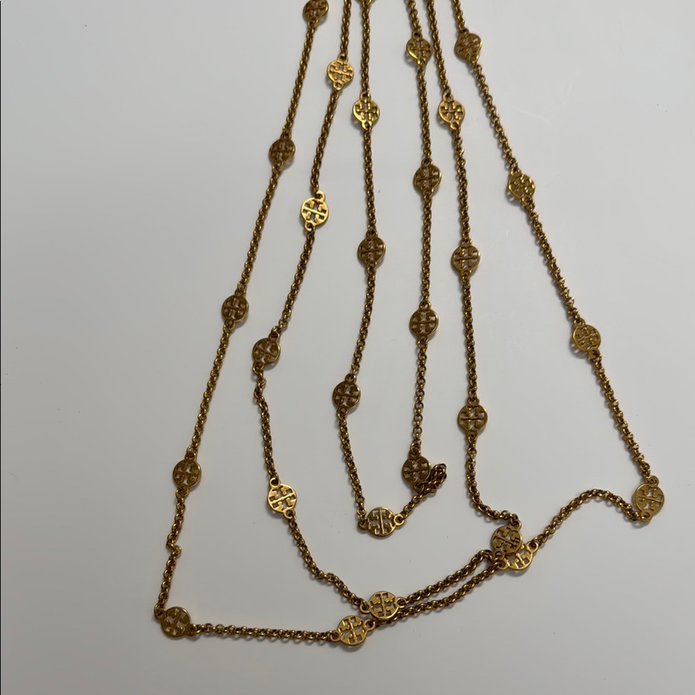 RARE Tory Burch Gold Chain triple strand Necklace